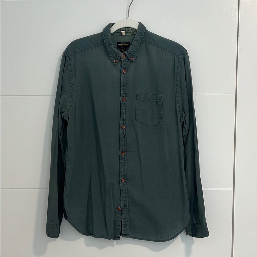 Green Long Sleeve Casual Button Down Shirt